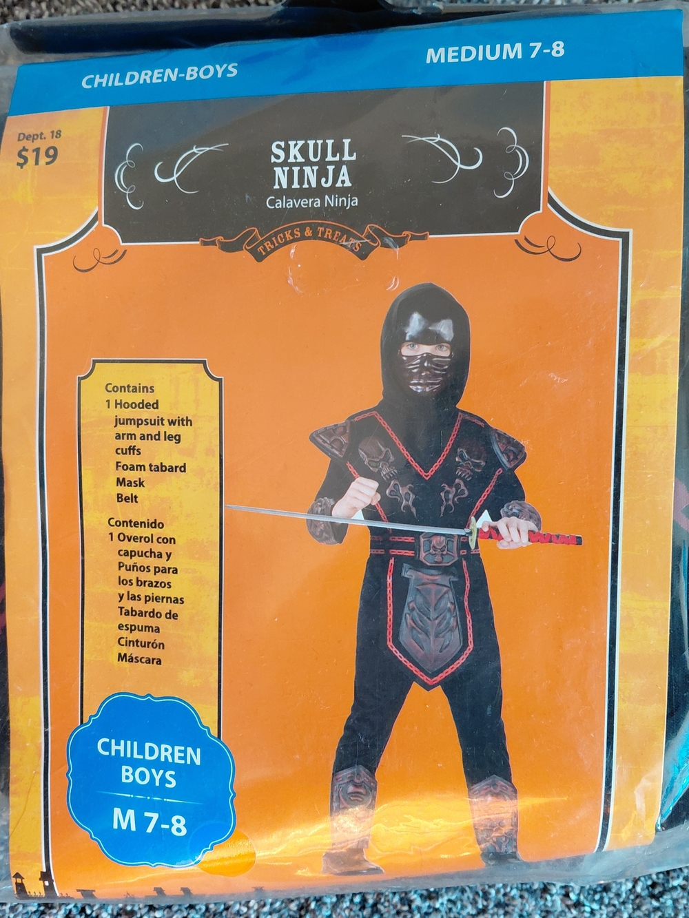 Boys' Hooded Costume - Scull Ninja